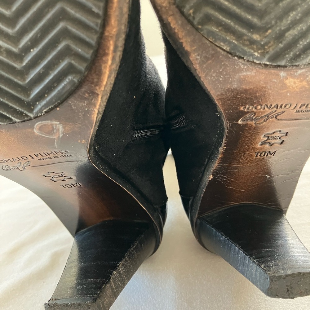 Donald J Pliner Shoe Boot Heel Stiletto Mid Calf Mottled Black Suede Black Sz 10 - Picture 17 of 17